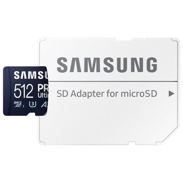 Samsung PRO Ultimate microSD - 512GB - Inclus un adaptateur SD - UHS-I/U3/Full HD/4K UHD