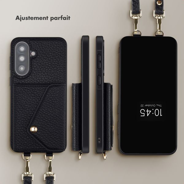 Selencia Coque de télephone Sera avec cordon et porte-cartes enveloppe Samsung Galaxy A37 (5G) - Noir