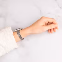 Selencia Bracelet en acier slim style Jubilee Apple Watch Series 1 t/m 9 / SE (38/40/41 mm) | Series 10 / 11 (42 mm) - Argent