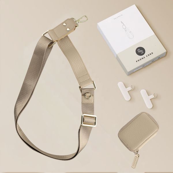 Selencia Cordon de téléphone avec petit sac - Beige