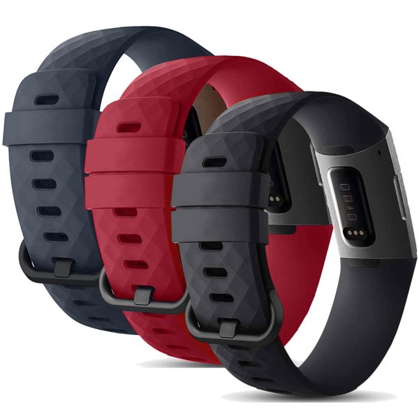 imoshion Silicone strap Multipack Fitbit Charge 3 / 4 - Noir / Bleu / Rouge