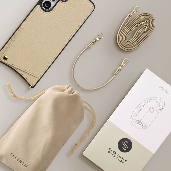 Selencia Coque de télephone Nova avec cordon et porte-cartes Samsung Galaxy S25 FE - Beige