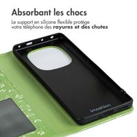 imoshion Étui de téléphone portefeuille Design Xiaomi Redmi Note 14 Pro Plus (5G) - Green Flowers