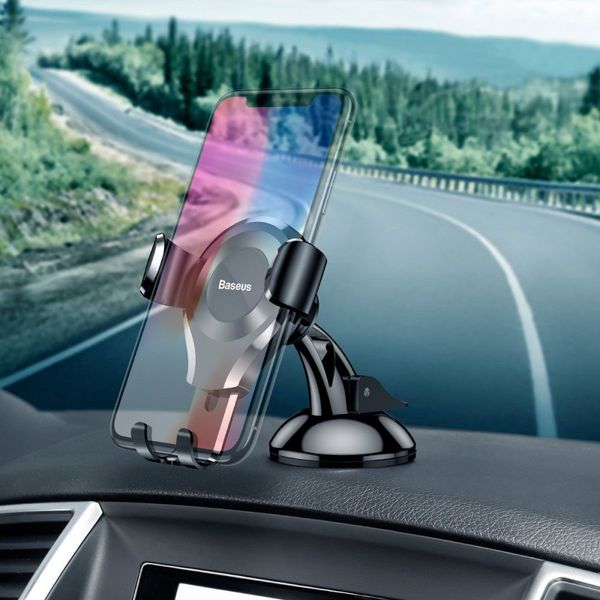 Baseus Osculum Type Gravity Car Mount iPhone 15 Pro Max - Support de téléphone pour voiture - Tableau de bord - Noir