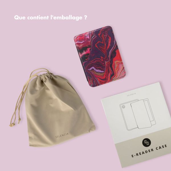 Selencia Étui de liseuse portefeuille Vivid Kobo Clara Colour / Clara BW - Marble Purple