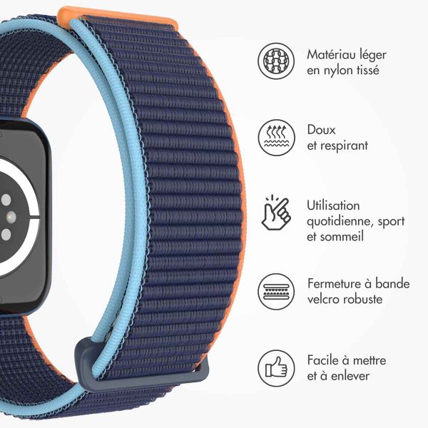 imoshion Bracelet en nylon Apple Watch Series 1 t/m 9 / SE (38/40/41 mm) | Series 10 / 11 (42 mm) - Dark Navy Blue
