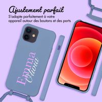 Coque de couleur personnalisée MagSafe avec cordon amovible  et nom iPhone 12 Pro - Ash Blue