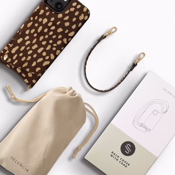 Selencia Nova coque arrière en cuir véritable avec porte-cartes Apple iPhone 14 / 13 - Fawn Chic