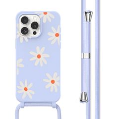 imoshion Coque design en silicone avec cordon Apple iPhone 15 Pro - Lila Flower Distance