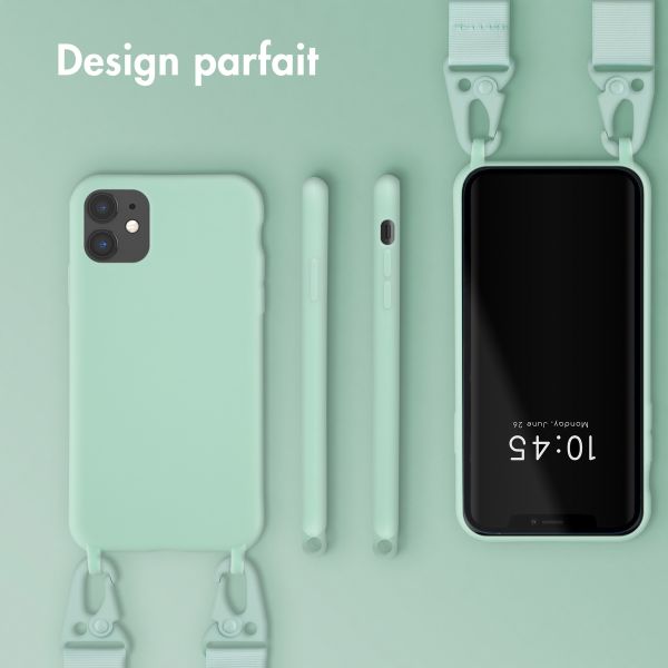 Selencia Coque silicone avec cordon amovible iPhone 11 - Turquoise