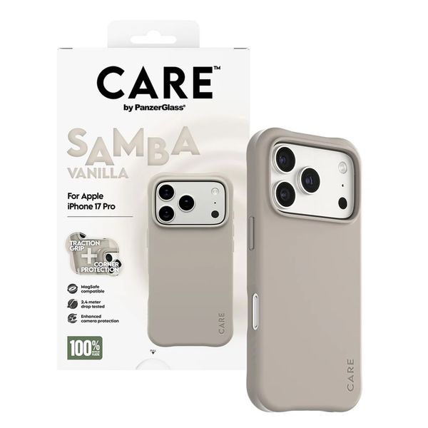 CARE by PanzerGlass Étui tendance Samba avec MagSafe Apple iPhone 17 Pro - Vanilla Beige
