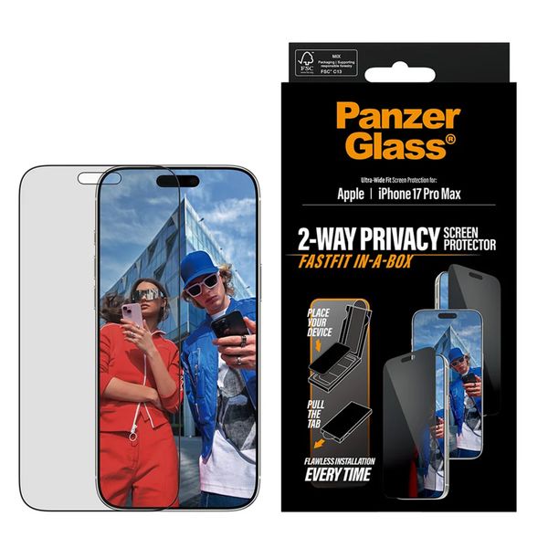 PanzerGlass Ultra Wide Fit FastFit in-a-box Protection d'écran Privacy Apple iPhone 17 Pro Max