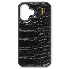 iDeal of Sweden Coque Vegan Leather Apple iPhone 16 - Black Croco