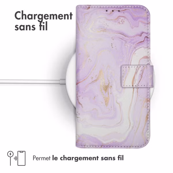 imoshion Étui de télephone portefeuille Design Huawei P30 Lite - Purple Marble