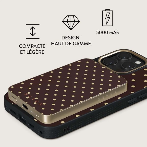 Burga Powerbank magnétique 5 000 mAh - MagSafe et Qi2 - Sorry Busy / Gold