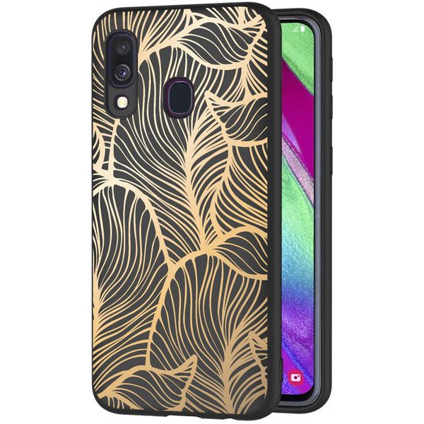 imoshion Coque Design Samsung Galaxy A40 - Feuilles / Noir