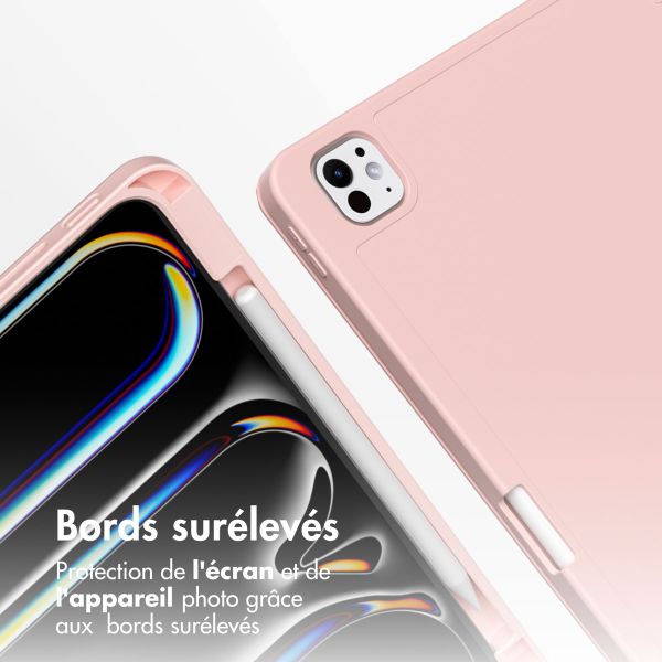 Accezz Coque tablette portefeuille Smart Silicone Apple iPad Pro 11 (2025) M5 / (2024) M4 - Rose