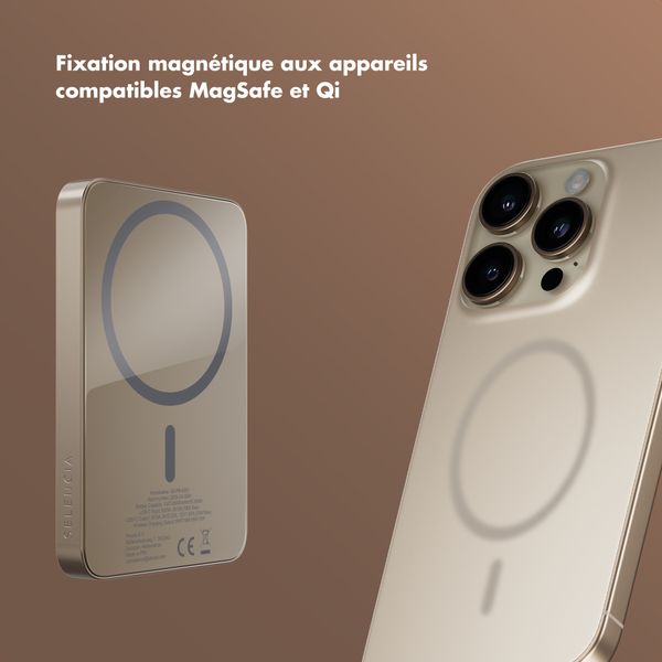 Selencia Powerbank Vivid 5 000 mAh - MagSafe et Qi - Desert Gold / Leopard