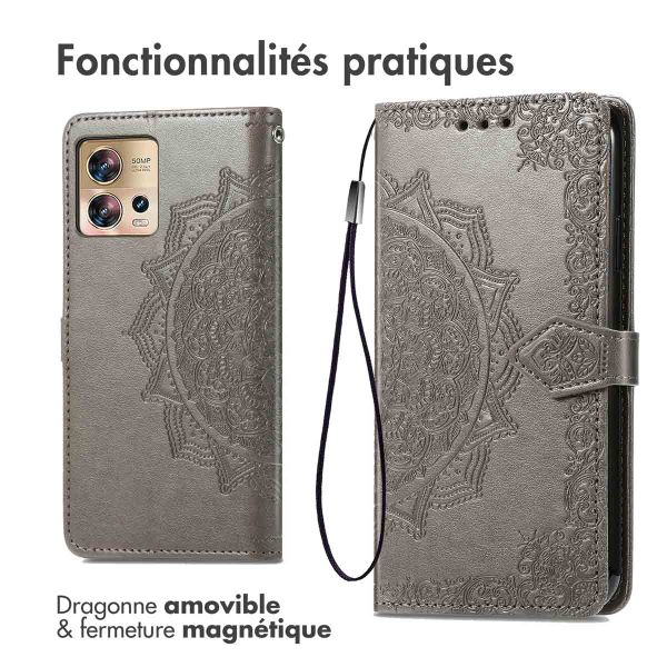 imoshion Etui de téléphone portefeuille Mandala Motorola Edge 30 Fusion - Gris