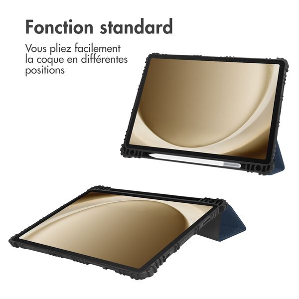 Accezz Coque tablette Rugged Trifold Samsung Galaxy Tab A9 Plus - Bleu foncé