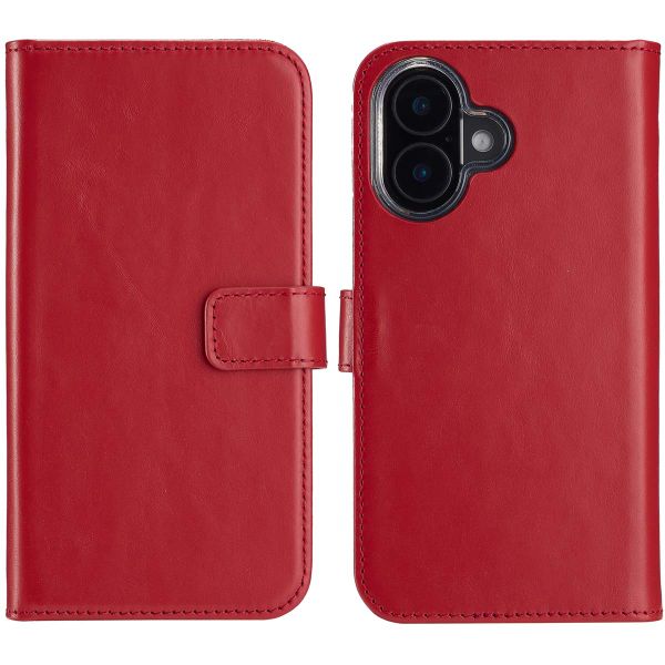 Selencia Étui de téléphone portefeuille en cuir véritable iPhone 16 Plus - Rouge