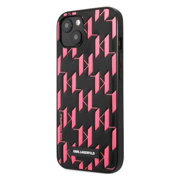 Karl Lagerfeld Coque arrière rigide Monogram Plaque iPhone 13 - Rose