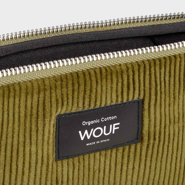 Wouf Corduroy Pochette ordinateur 13-14 pouces - Olive