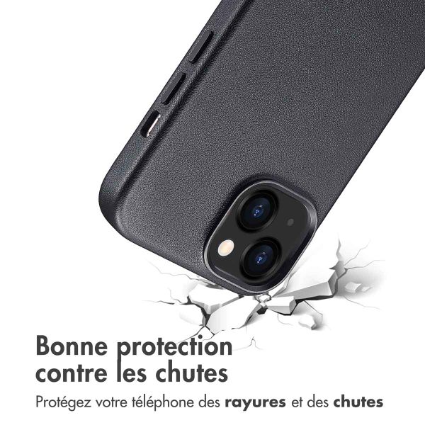 Accezz Coque arrière en cuir avec MagSafe iPhone 13 - Onyx Black