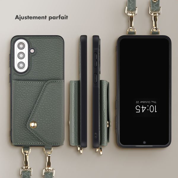 Selencia Coque de télephone Sera avec cordon et porte-cartes enveloppe Samsung Galaxy A57 (5G) - Sage Green