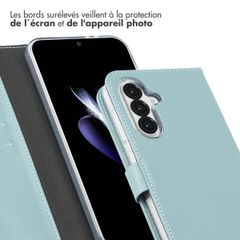 Selencia Étui portefeuille en cuir véritable Samsung Galaxy A36 / A56 - Air Blue
