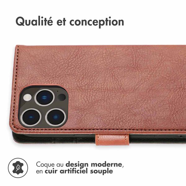 imoshion Étui de téléphone portefeuille Luxe iPhone 14 Pro Max - Brun