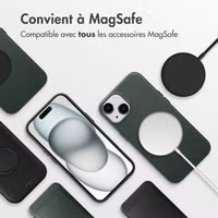 Accezz Coque arrière en cuir avec MagSafe Apple iPhone 15 - Cedar Green