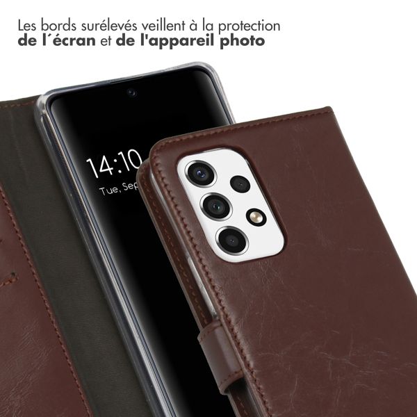 Selencia Étui portefeuille en cuir véritable Samsung Galaxy A53 - Marron