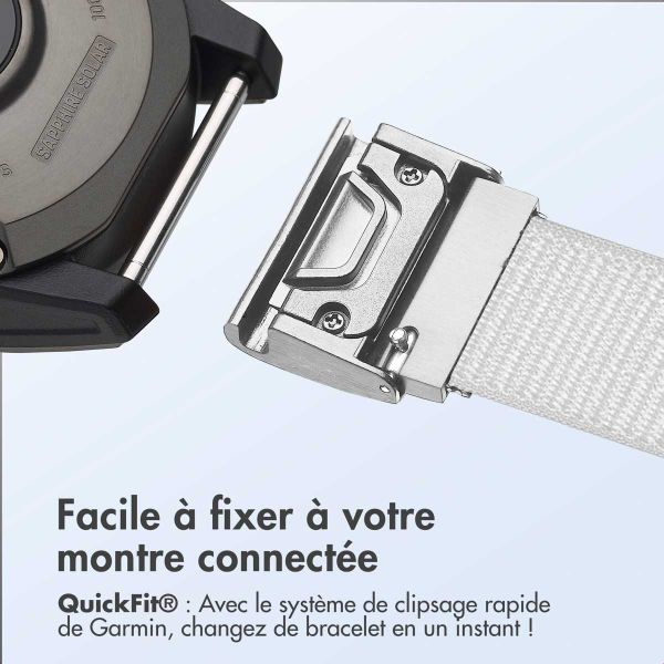 imoshion Bracelet QuickFit® en nylon  - Connexion Garmin 20 mm - Taille L/XL - Blanc