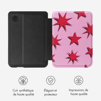 Selencia Étui de liseuse portefeuille Vivid Kobo Clara Colour / Clara BW - Stars Rubine Red Light Pink