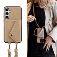 Selencia Coque à cordon avec porte-cartes enveloppe Sera Samsung Galaxy A35 - Beige