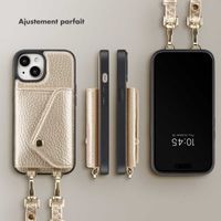 Selencia Coque à cordon avec porte-cartes enveloppe Sera iPhone 15 - Champagne