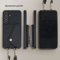 Selencia Coque de télephone Sera avec cordon et porte-cartes enveloppe Samsung Galaxy S25 FE - Noir