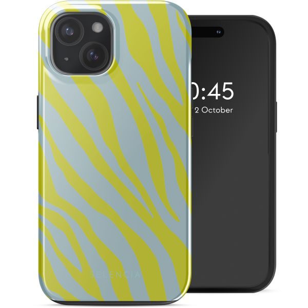 Selencia Coque arrière Vivid avec MagSafe Apple iPhone 15 - Zebra Winter Sky Titanium Yellow