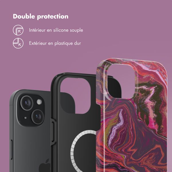 Selencia Coque arrière Vivid Tough avec MagSafe iPhone 15 - Marble Purple