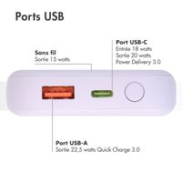 imoshion Batterie externe MagSafe - 10.000 mAh - Batterie externe sans fil - Lilac