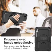 Accezz Coque arrière robuste avec bandoulière pour Samsung Galaxy Tab S10 Plus / Tab S9 FE Plus / Tab S9 Plus 12.4 pouces - Noir