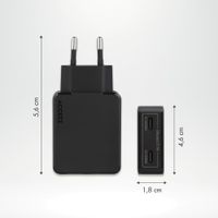 Accezz Chargeur GaN Ultra Slim - 2x USB-C - 65 W - Noir