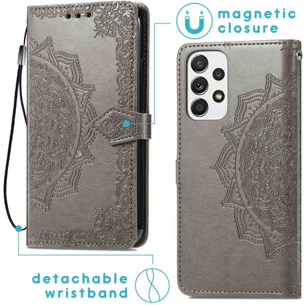 imoshion Etui de téléphone portefeuille Mandala Samsung Galaxy A53 - Gris