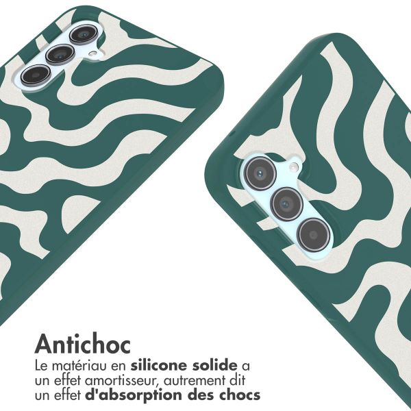 imoshion Coque design en silicone avec cordon Samsung Galaxy A55 - Petrol Green Groovy