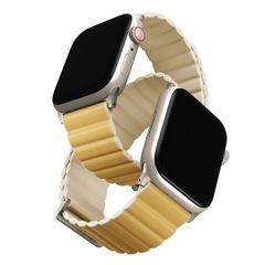 Uniq Bracelet double face Revix Premium Edition Apple Watch Series 1 á 10 / SE / Ultra (2) (44/45/46/49 mm) - Ivoire/Jaune Canari