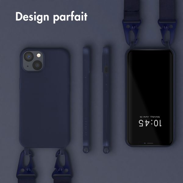 Selencia Coque silicone avec cordon amovible Apple iPhone 13 - Bleu foncé