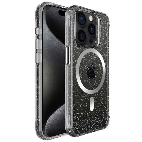 imoshion Coque arrière transparente Pailletée avec MagSafe Apple iPhone 15 Pro - Argent