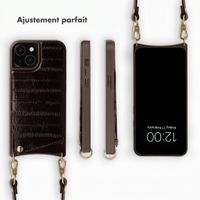 Selencia Nova coque arrière en cuir véritable avec porte-cartes Apple iPhone 15 - Dark Chocolate