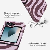 Selencia Coque arrière Vivid Samsung Galaxy Z Flip 6 / Flip 7 FE - Wavy Swirl Pink Plum